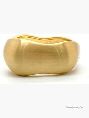 14K Gold Plated Chunky Hinged Bangle Bracelet - Trendy Arm Cuff